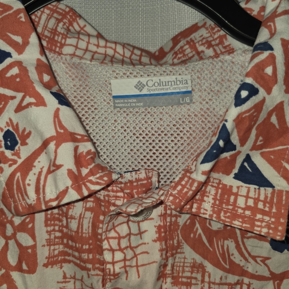 Columbia PFG Shirt Mens Large Red Button Up Fish Hike Vented Flying Fish - Picture 4 of 10